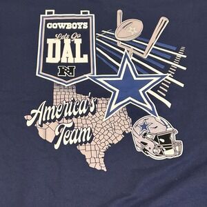 Dallas Cowboys T-shirt Men's XXL Blue Let's Go Dallas Front & Back Fanatics